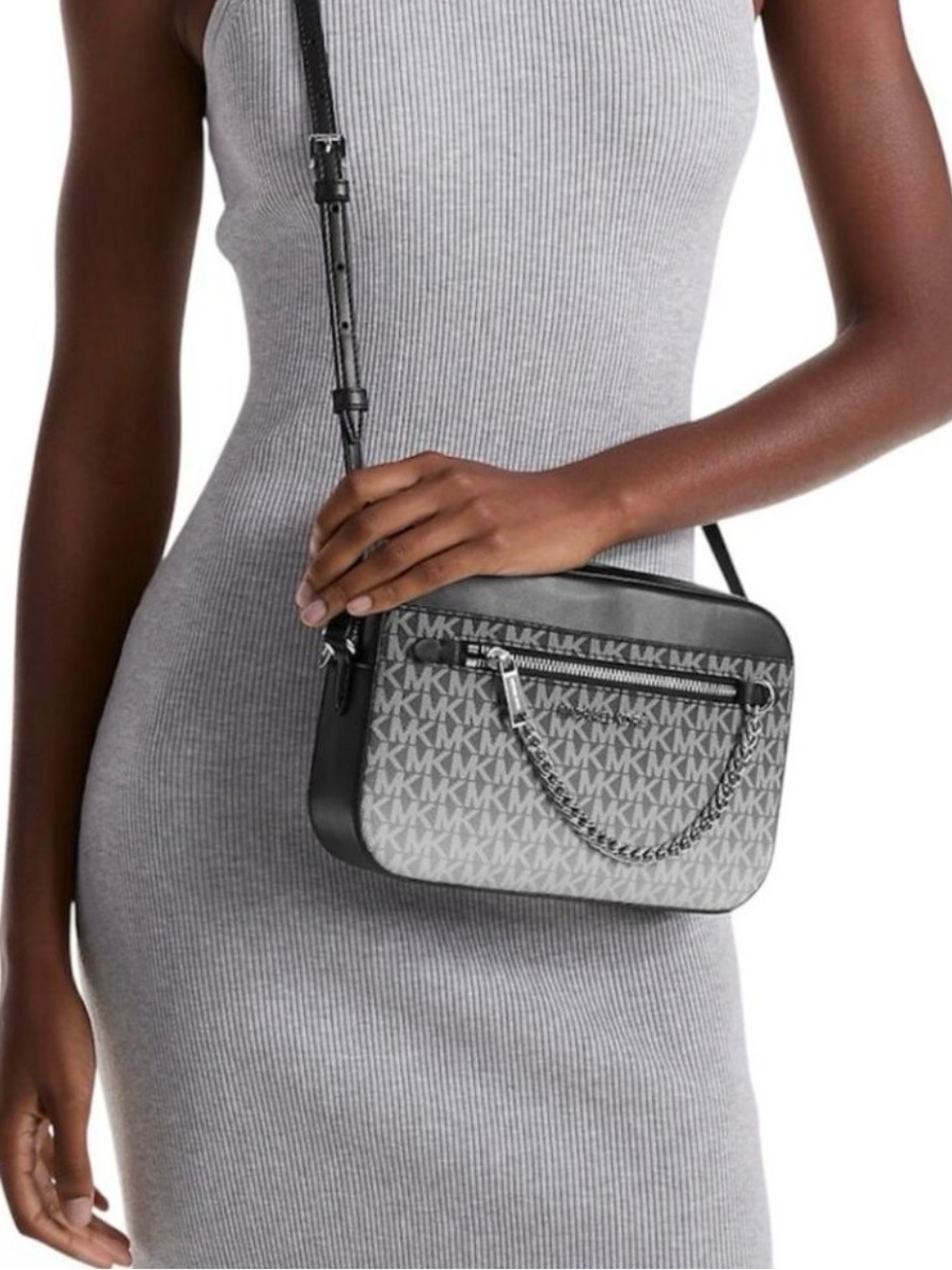 NWT Michael Kors Ombré Dark Gray Signature Crossbody Bag - Picture 2 of 5